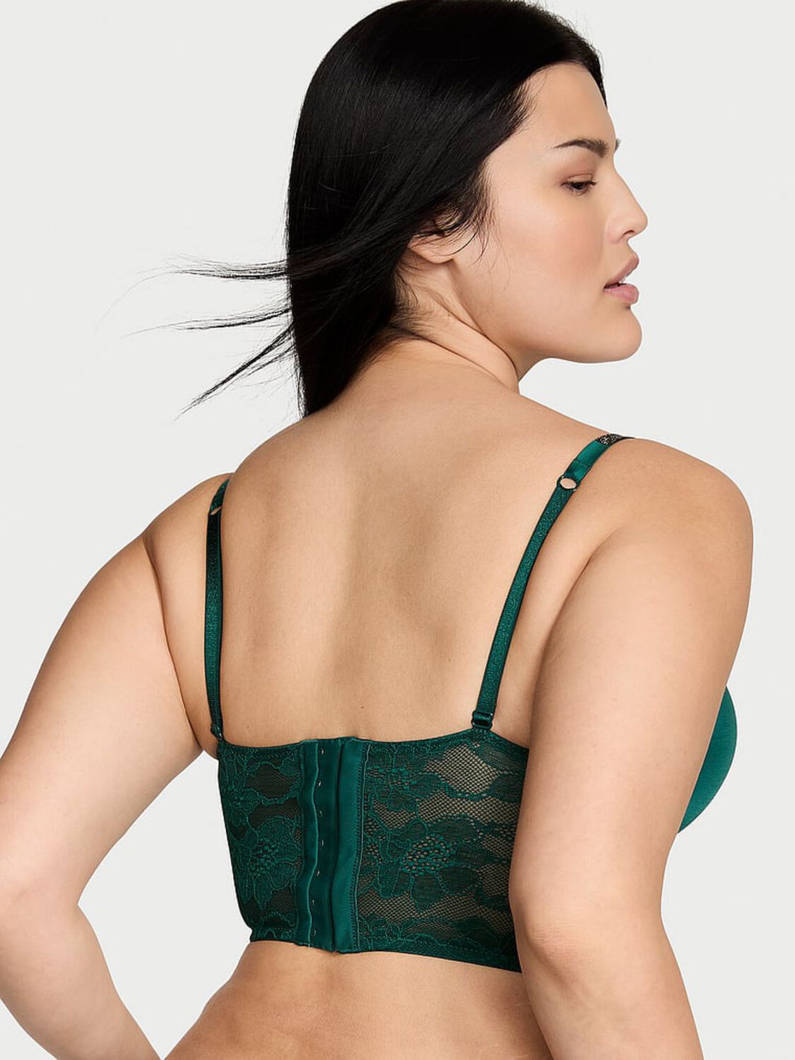 vs Very Sexy Bombshell Add-2-Cups Shine Strap Push-Up Corset Top Green Mystique 2 of 5 