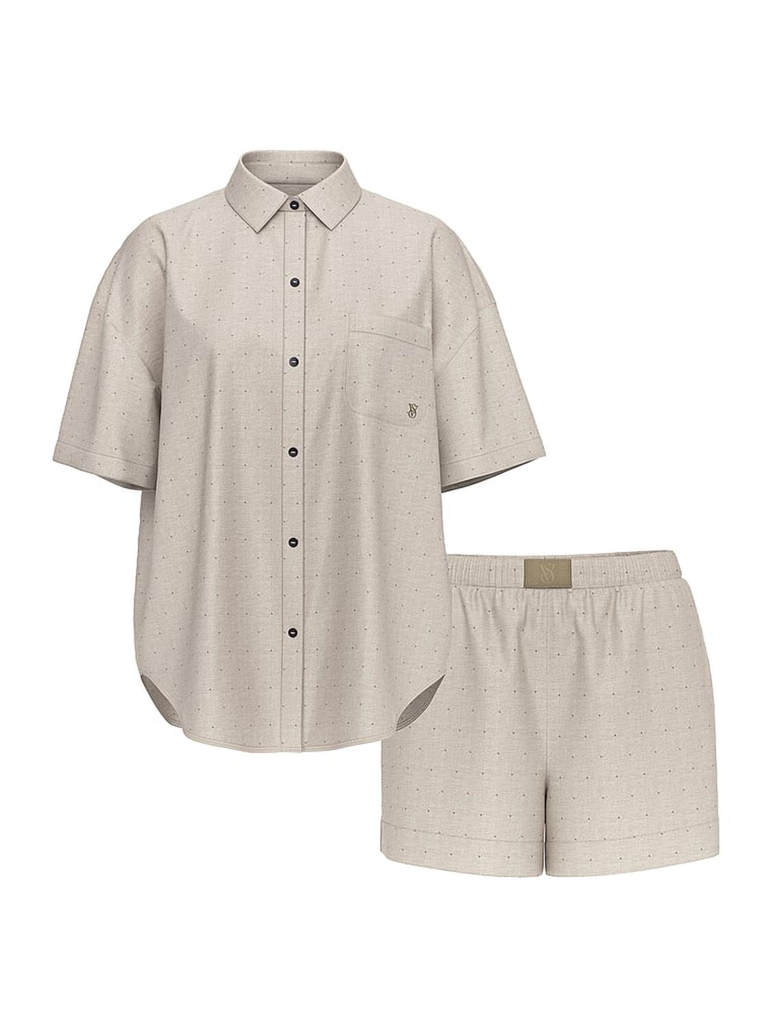 vs Victoria's Secret Modal-Cotton Short Pajama Set Turtle Dove Herringbone 3 of 3 