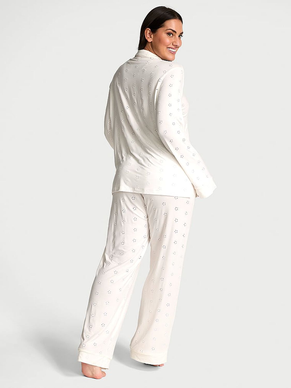vs Victoria's Secret Modal Soft Long Pajama Set Coconut White 2 of 4 