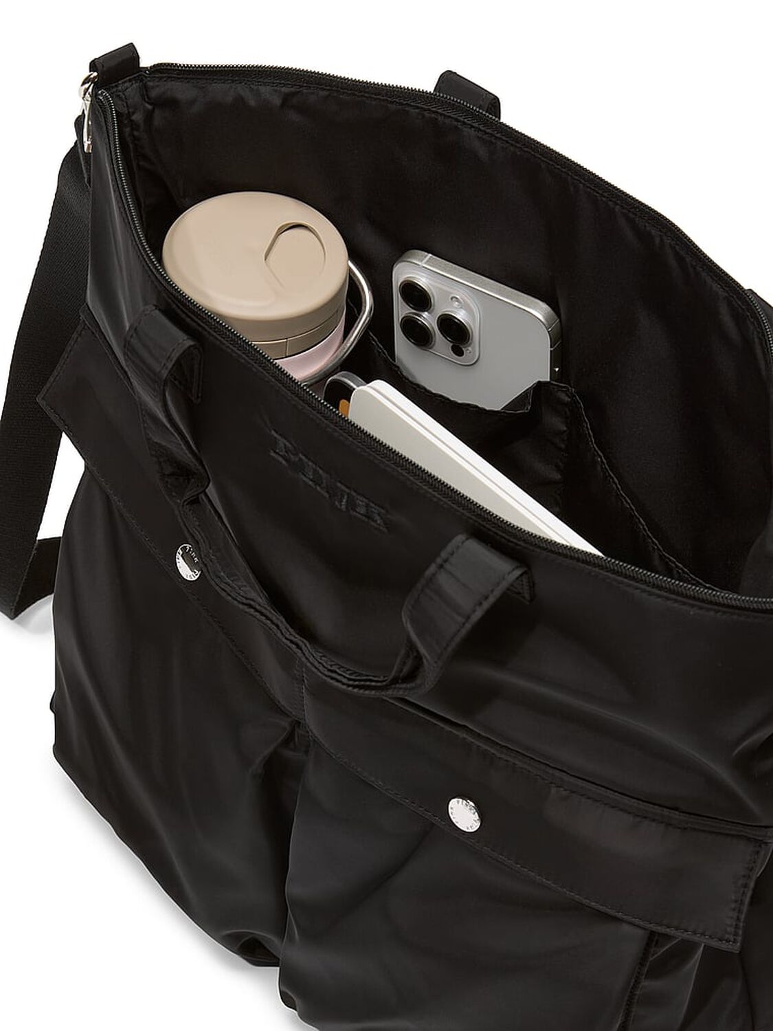 vs Pink Nylon Cargo Tote Bag Pure Black 3 of 3 