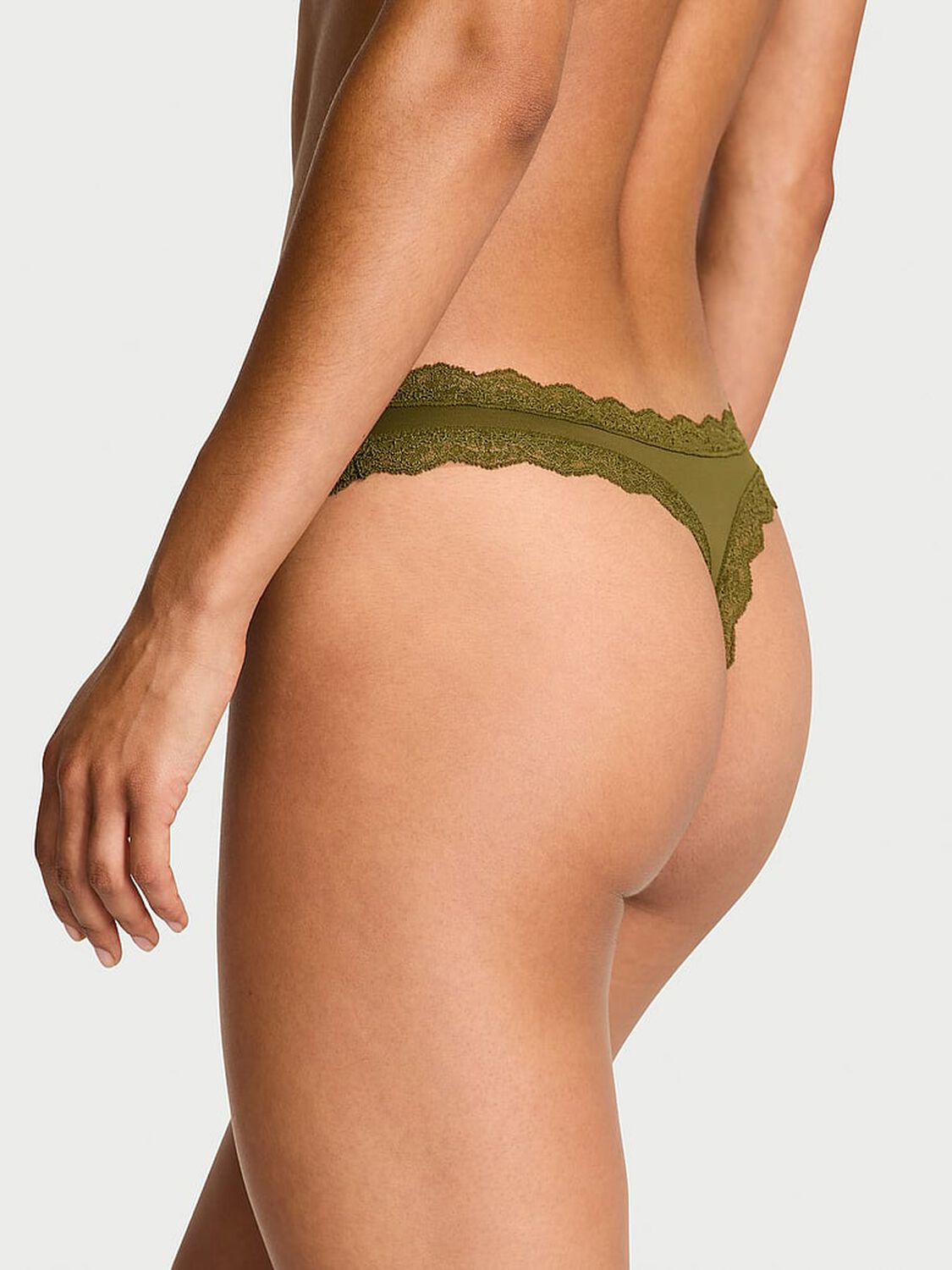 vs Dream Angels Lace-Trim Thong Panty Green Chameleon 2 of 2 
