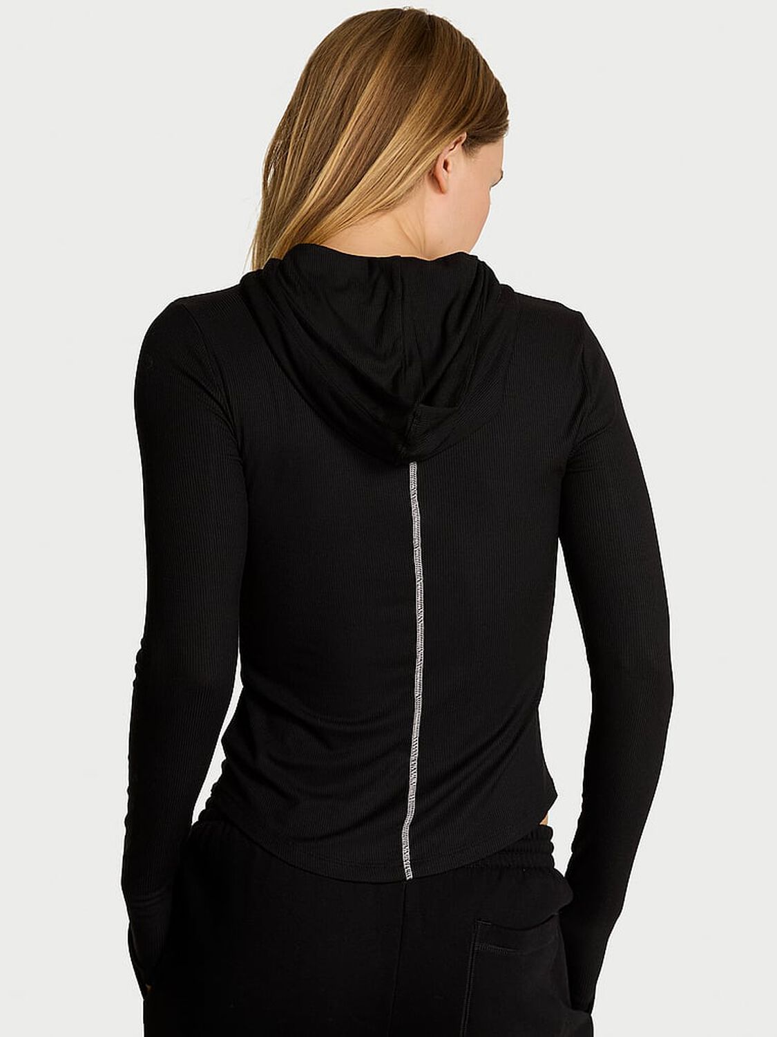 vs Angel Essentials VS Iconic Rib Pullover Hoodie Pure Black 2 of 3 