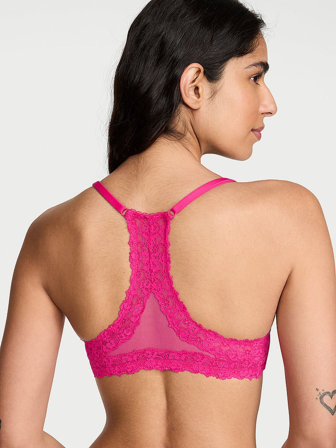 vs Body By Victoria Perfect Shape Lace Racerback Push-Up Bra Pop Pink 2 of 2 