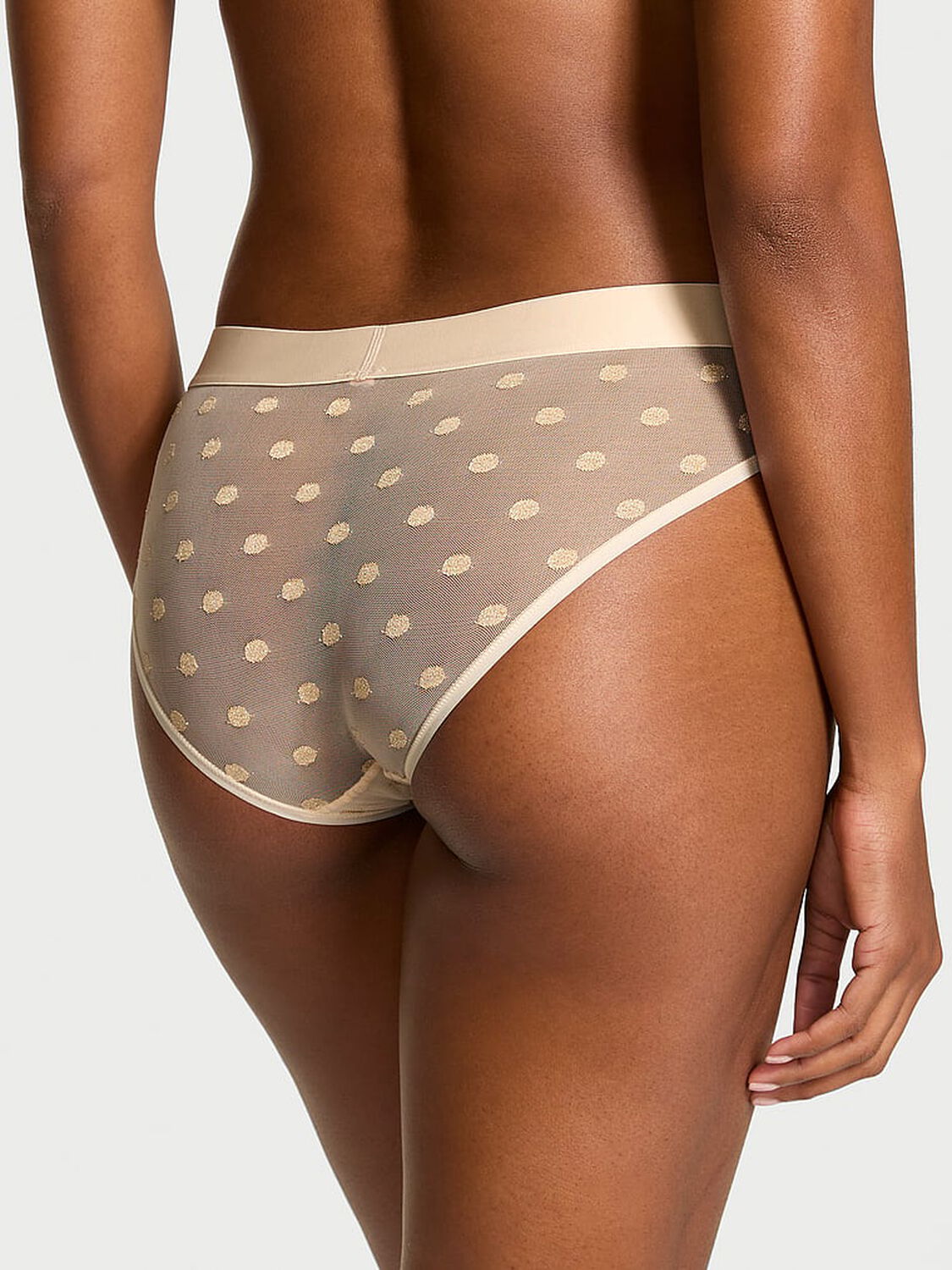 vs Cotton Sheer Heritage Shimmer Hiphugger Panty Candelight 1 of 2 