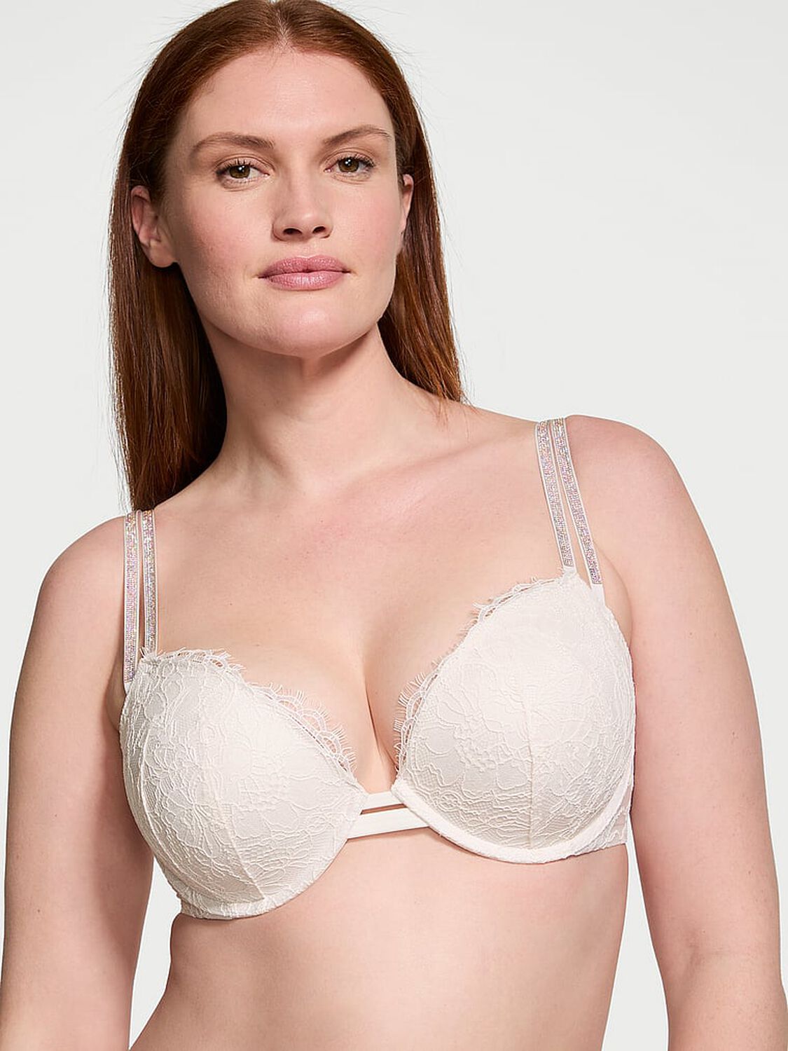 vs Very Sexy Double Shine Strap Lace Push-Up Bra Coconut White 1 of 4 