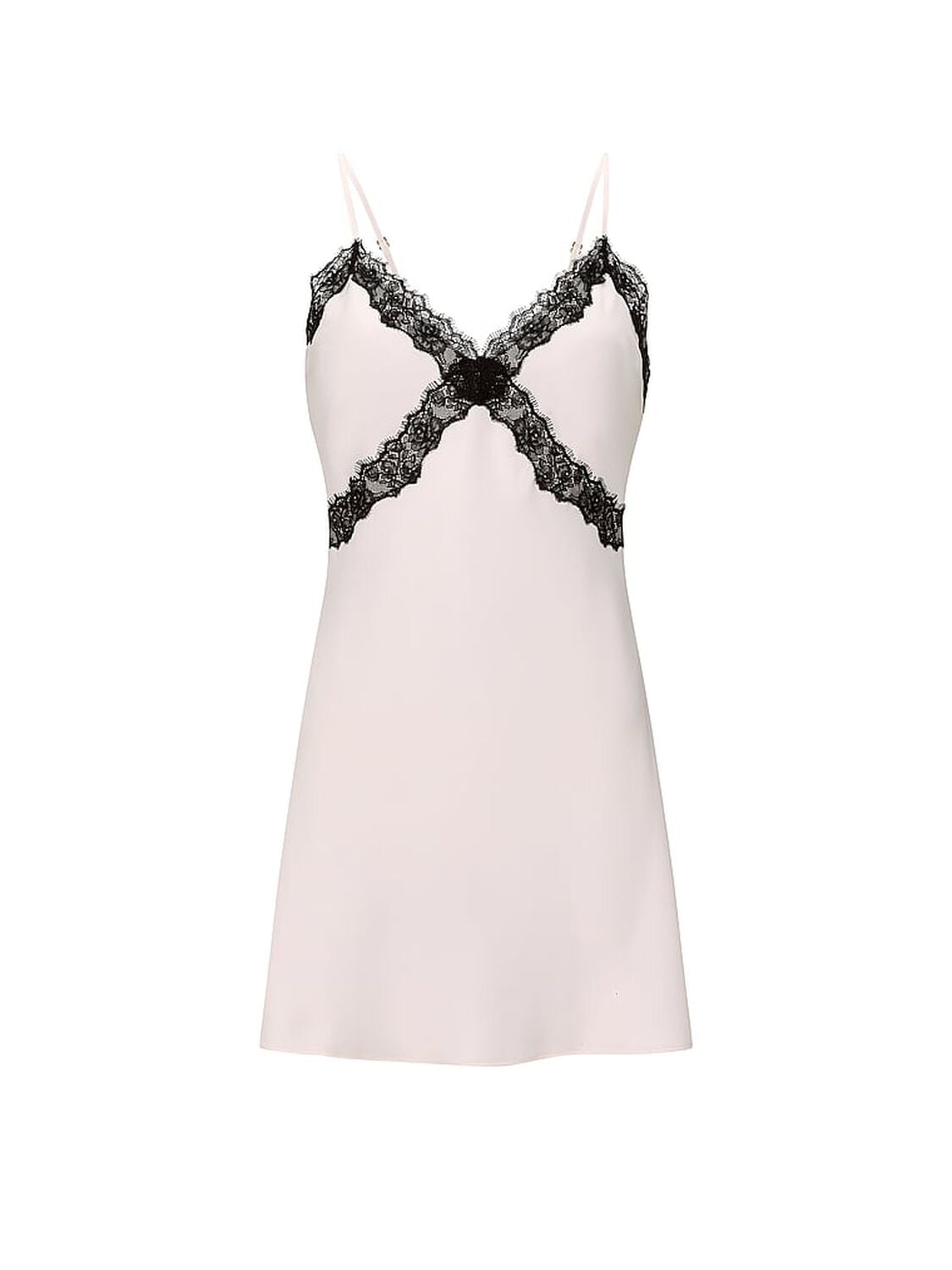 vs Very Sexy Satin Rose Lace-Trim Mini Slip Dress Coconut White 3 of 3 