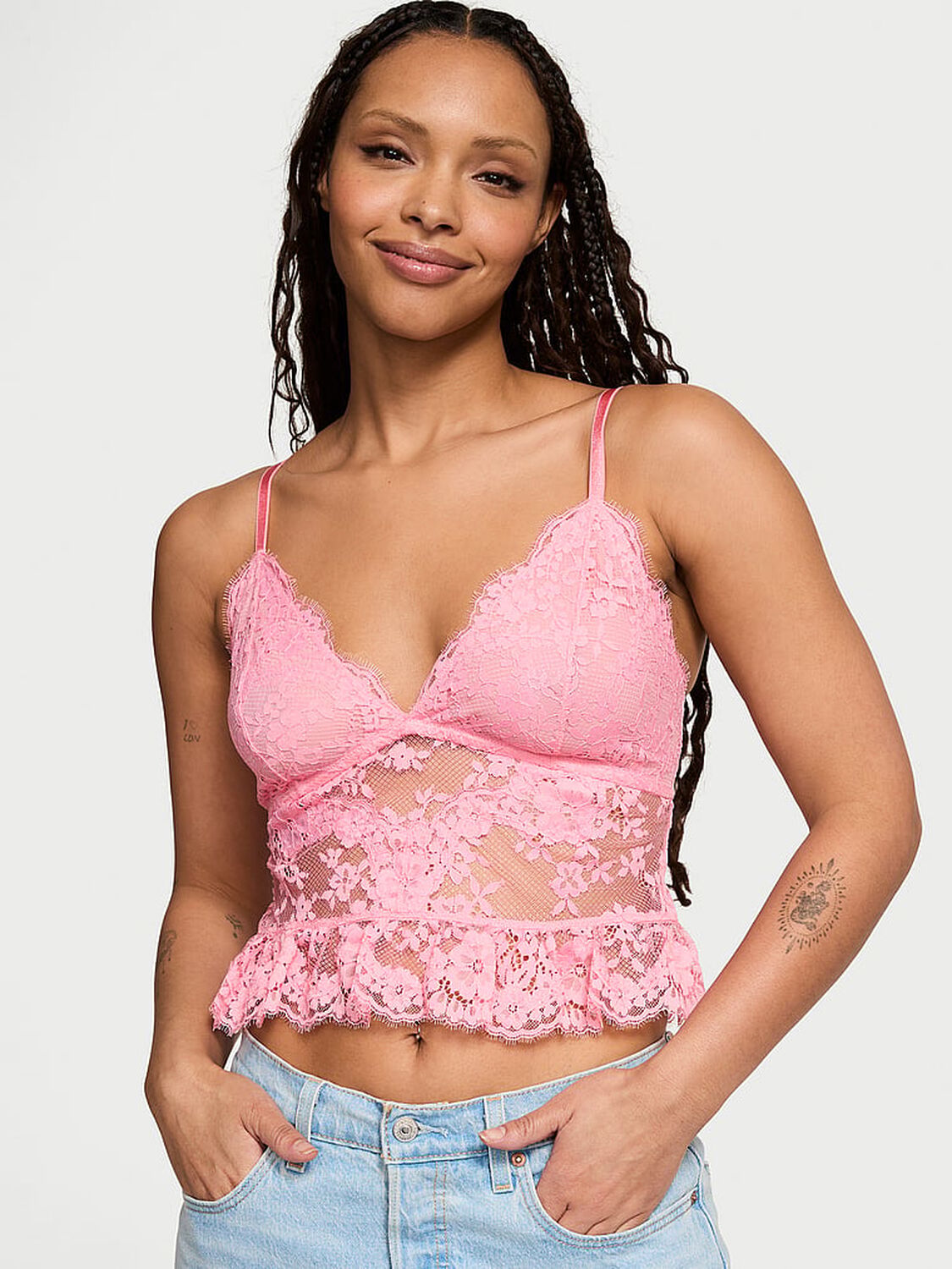 vs Victoria's Secret Dare to Dream Lace Flounce Bra Top 1 of 4 