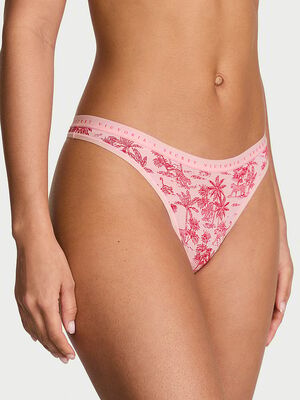 Stretch Cotton High-Leg Scoop Thong Panty