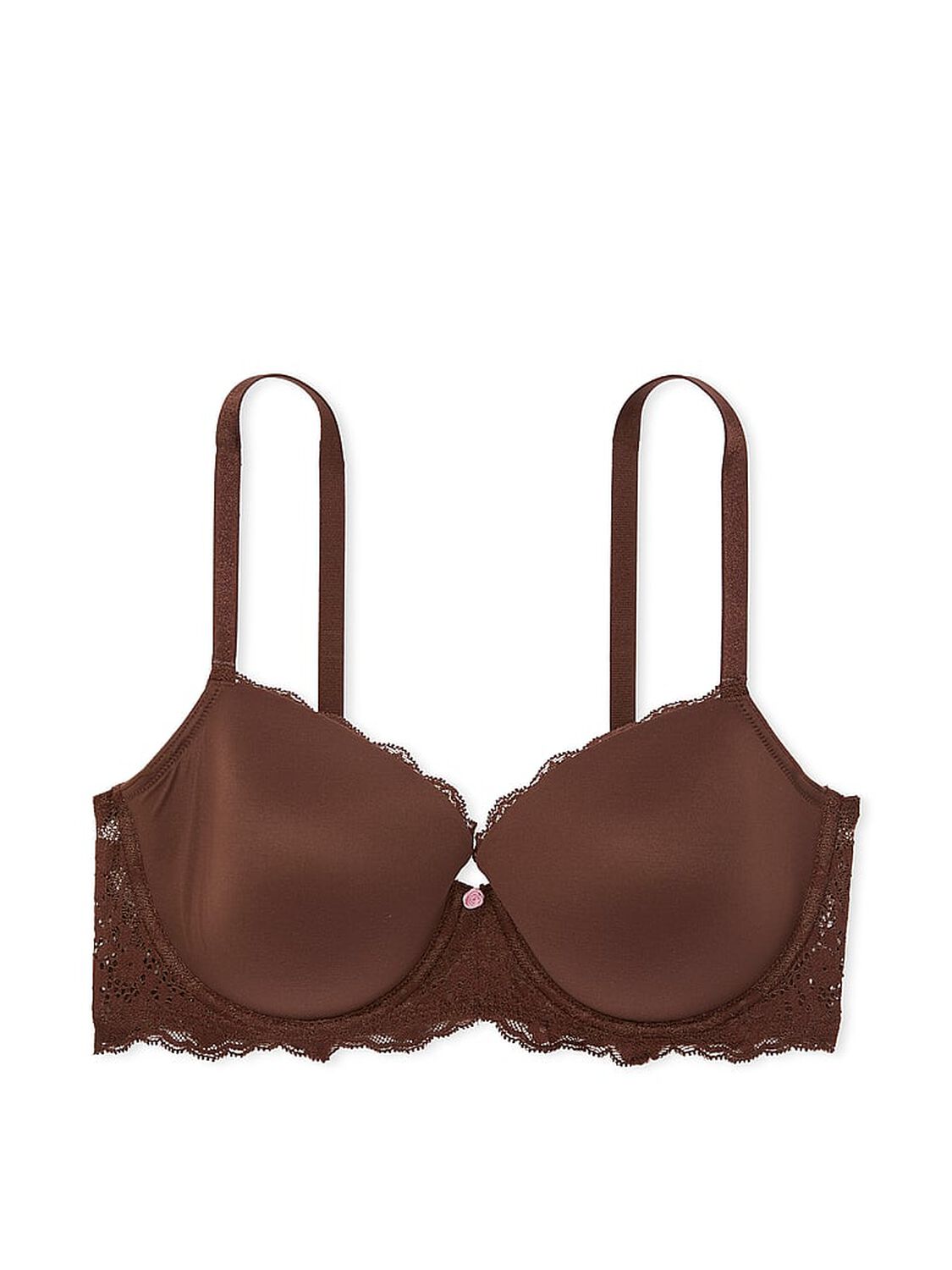 vs Dream Angels Smooth & Lace Lightly Lined Classic Coverage Demi Bra Ganache 1 of 1 