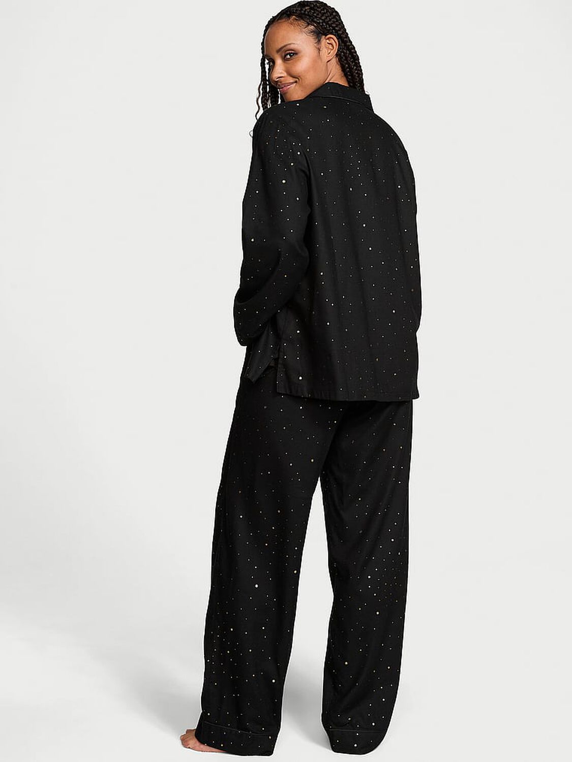 vs Victoria's Secret Flannel Long Pajama Set Celestial 2 of 4 