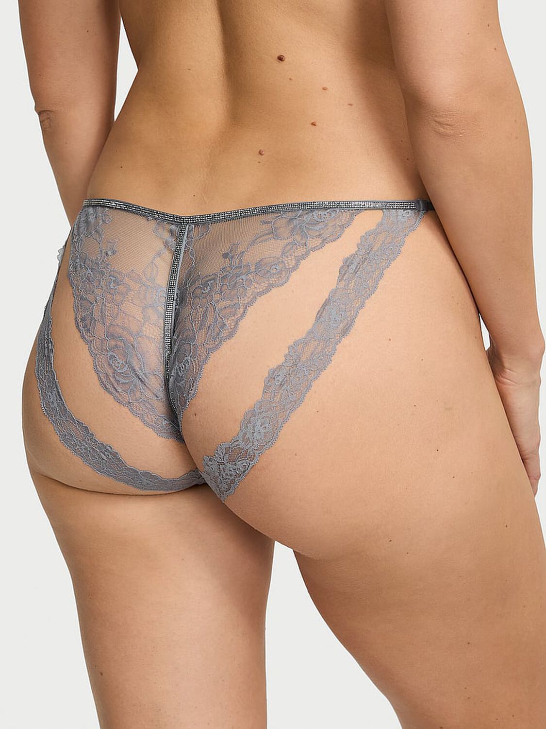 vs Very Sexy Sheer Shine Rose String Bikini Panty Asteroid Grey 1 of 3 