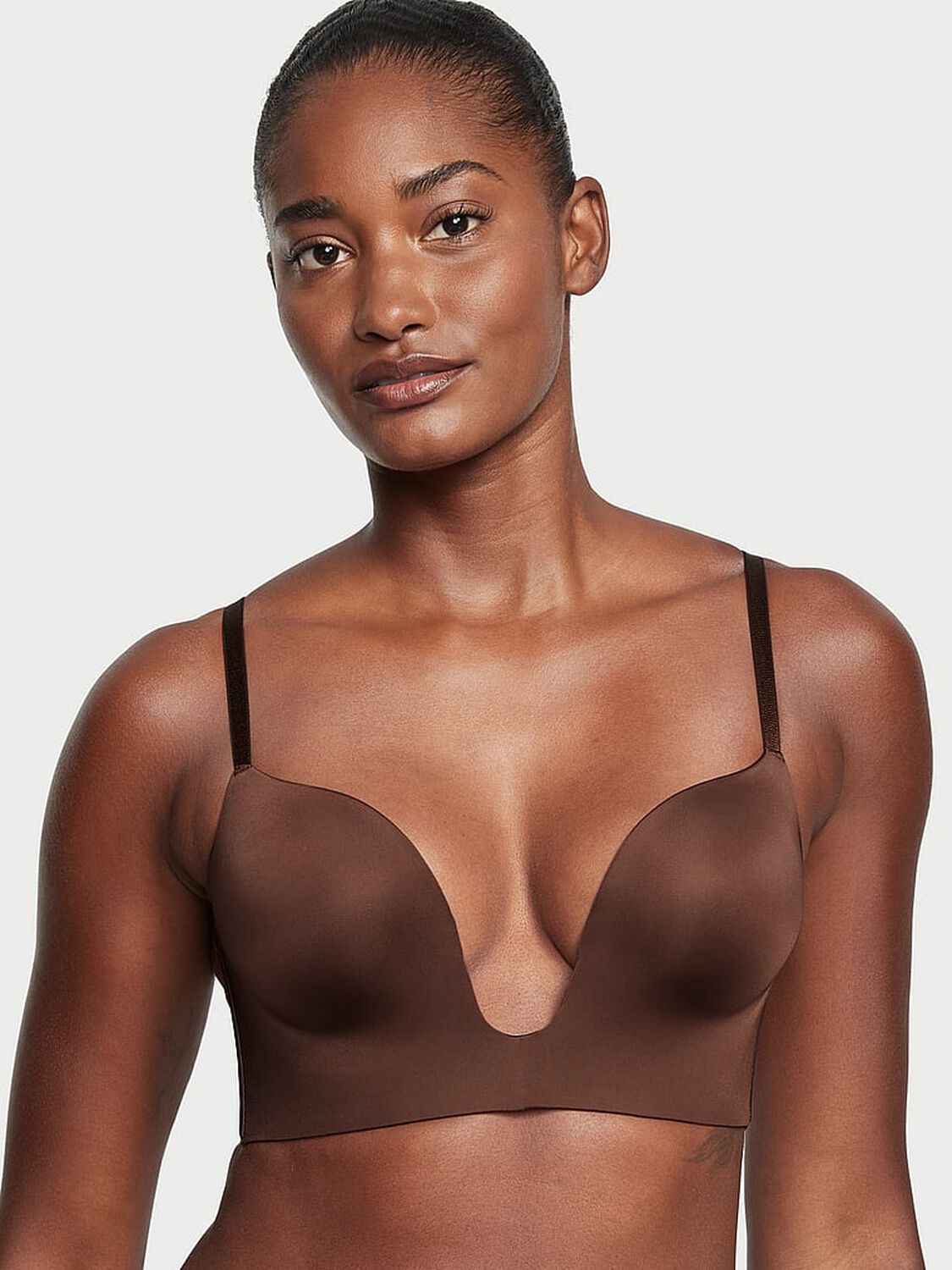 vs Victoria's Secret Bare Plunge Low-Back Bra Ganache 1 of 4 