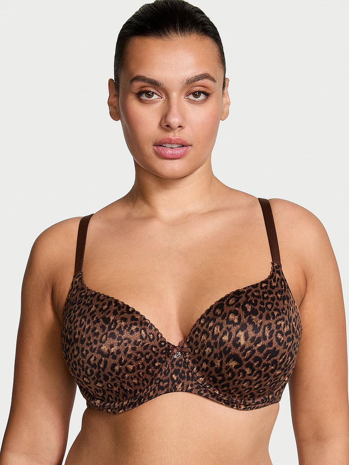 vs Body By Victoria Lightly Lined Smooth Demi Bra Ganache Glam Leopard 1 of 3 