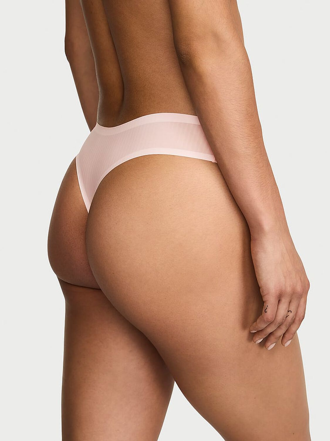 vs Body By Victoria Body by Victoria Flex Shadow Stripe Mid-Rise Thong Panty Purest Pink 2 of 3 