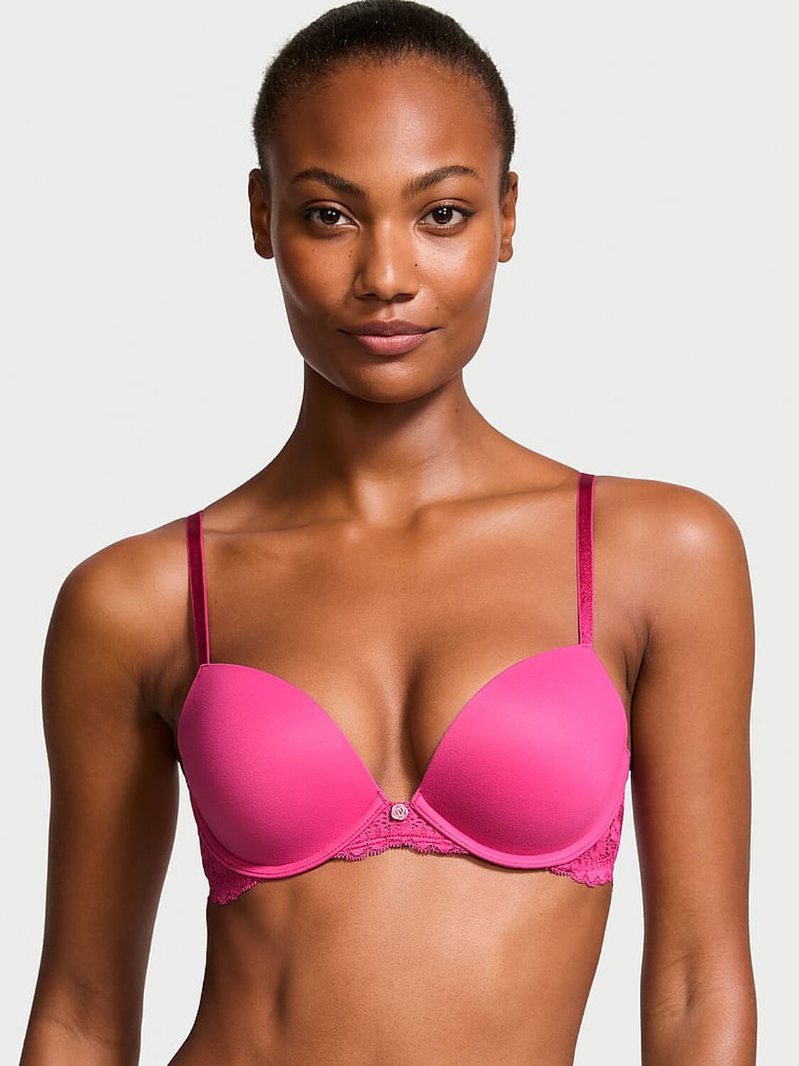 vs Dream Angels Smooth & Lace Push-Up Bra Luscious Rose 1 of 4 