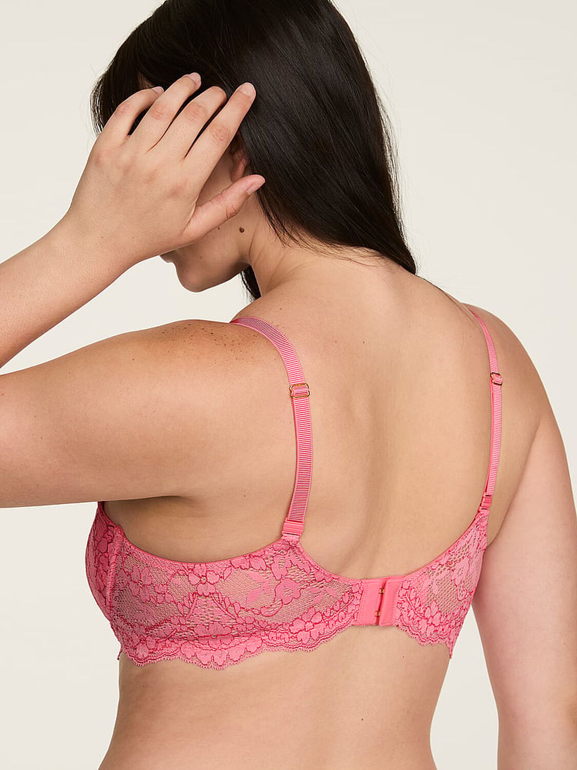 vs Dream Angels Wicked Unlined Lace Balconette Bra Wild Salmon 2 of 3 