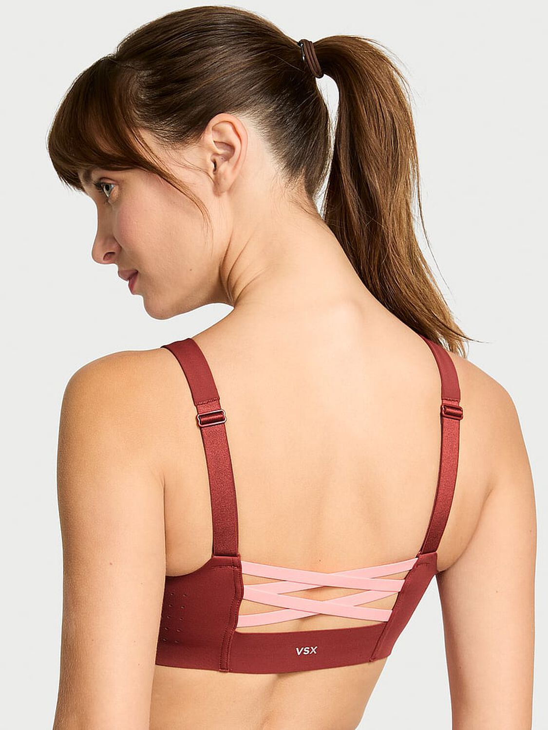 vs Vsx Featherweight Max™ Front-Close Sports Bra Russet & Coral Flash 2 of 3 