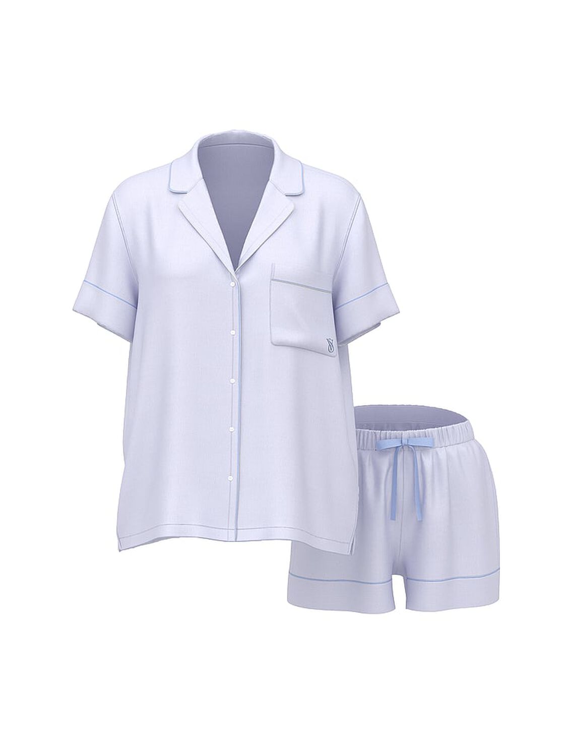 vs Victoria's Secret Signature Satin Short Pajama Set Icy Lavender 3 of 3 