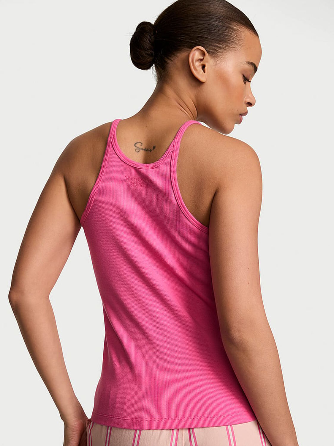 vs Victoria's Secret Mix & Match Sleep Perfect Ribbed Tank Top Pink Radiance 2 of 3 