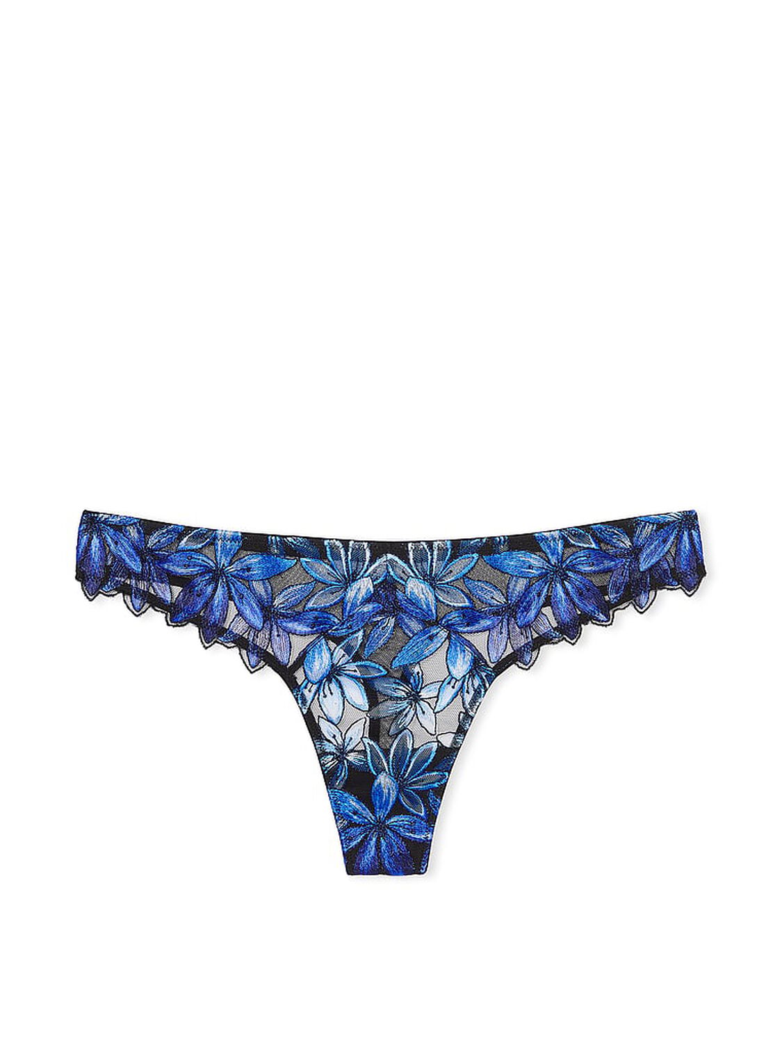 vs Very Sexy Ziggy Glam Floral Embroidery Thong Panty Blue Ombre 3 of 4 
