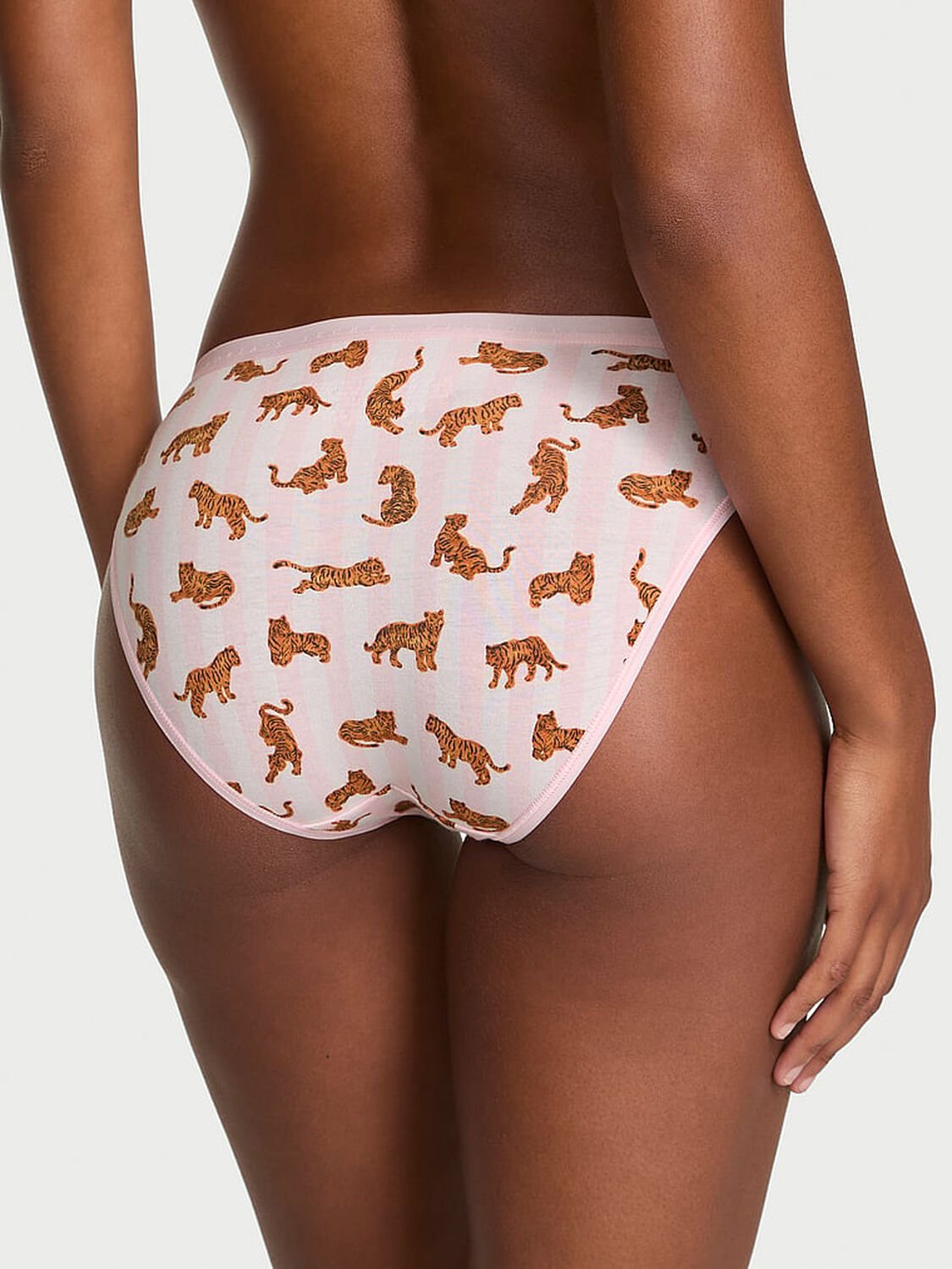 vs Victoria's Secret Stretch Cotton Bikini Panty Pink Tiger Stripes 2 of 2 