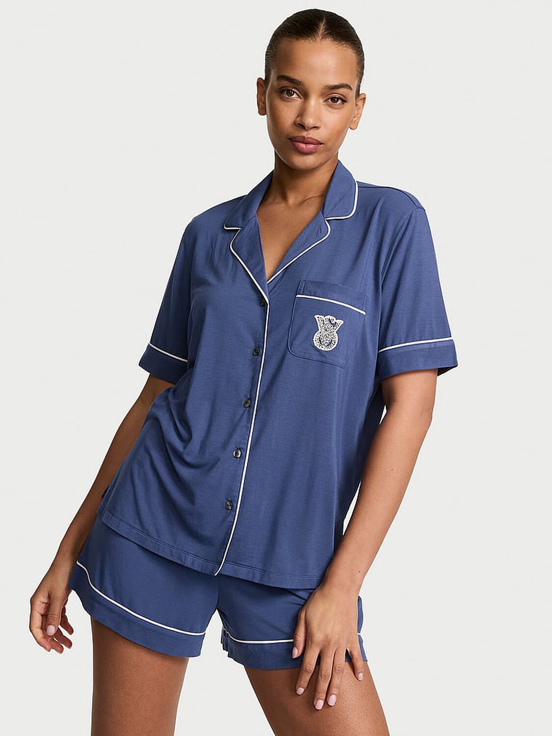 vs Victoria's Secret SoSoft&trade; Modal Short Pajama Set Ink Blue 1 of 3 