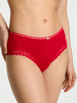 Cotton Bow Lace-Trim Cheeky Panty