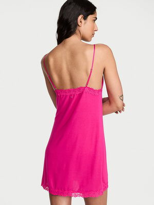 SoSoft&trade; Modal Lace-Trim Tie-Front Slip Dress