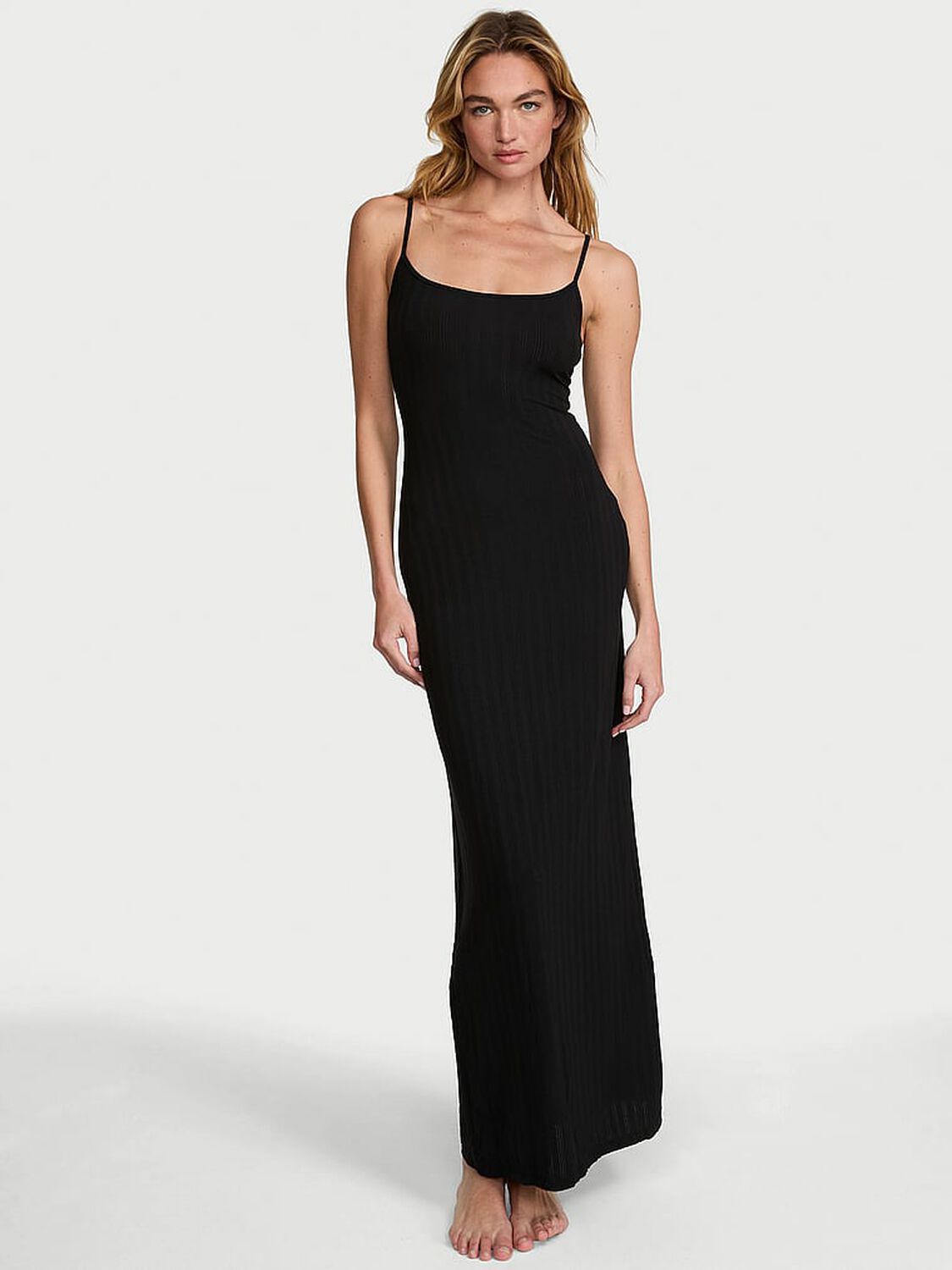 vs Victoria's Secret SoSoft&trade; Modal Ultra-Fine Maxi Slip Dress Black 1 of 2 