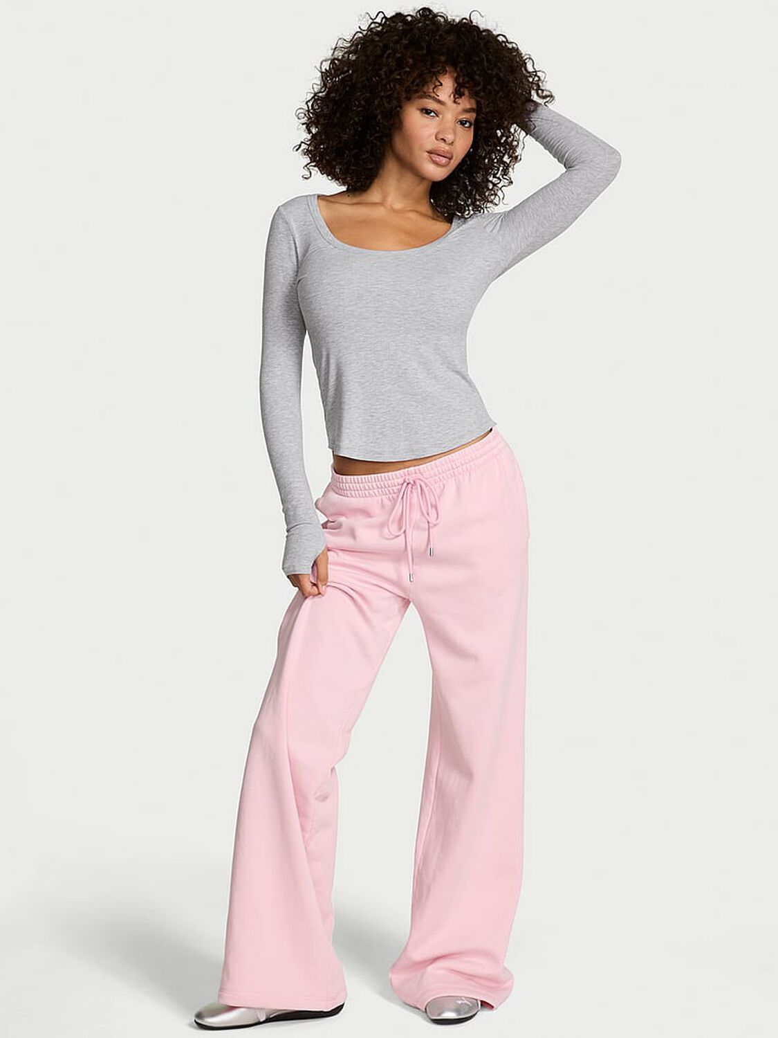 vs Angel Essentials VS Iconic Rib Long-Sleeve Tee Medium Heather Grey 1 of 4 