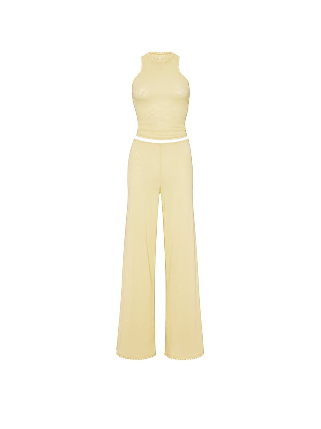 vs Victoria's Secret Cotton Shadow Stripe Tank & Pants Set Lemonade 3 of 4 