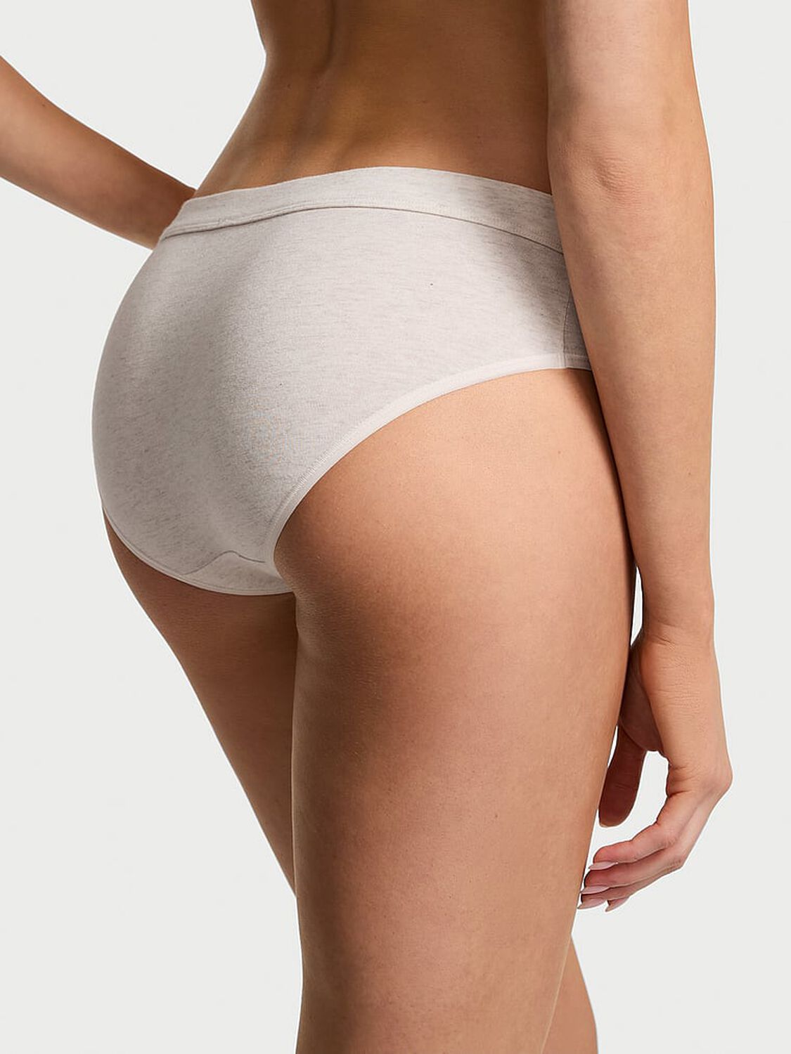 vs Cotton Logo Cotton Hiphugger Panty Heather Natural 1 of 4 