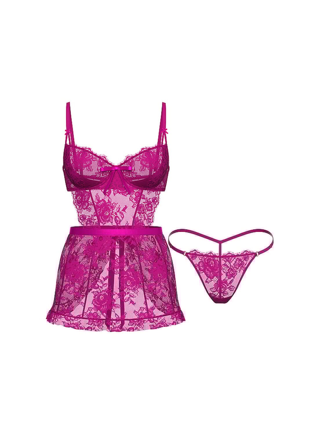 vs Very Sexy Wicked Unlined Rose Lace Apron Set Berrylicious 3 of 4 