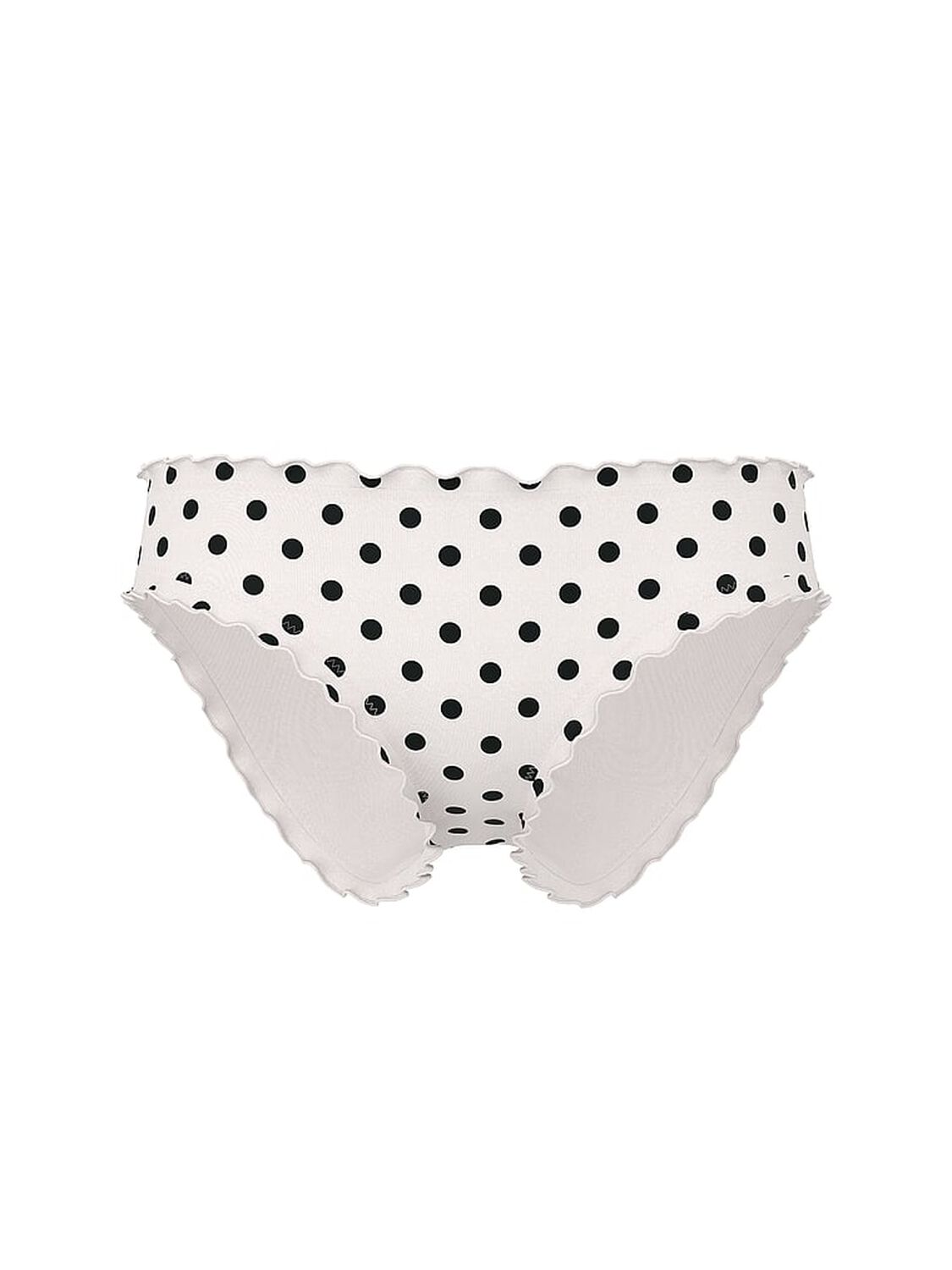 vs Victoria's Secret Swim Tease Ruffle Brazilian Bikini Bottom White & Black Dots 3 of 4 