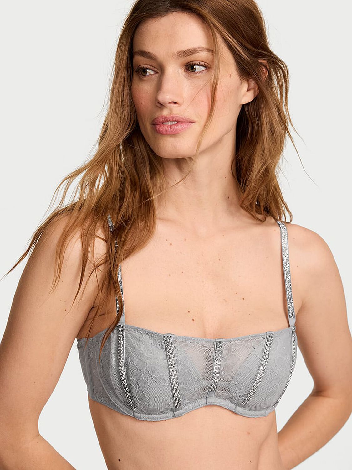 vs Very Sexy Rose Lace Gradient Shine Bandeau Bra Sterling 1 of 3 