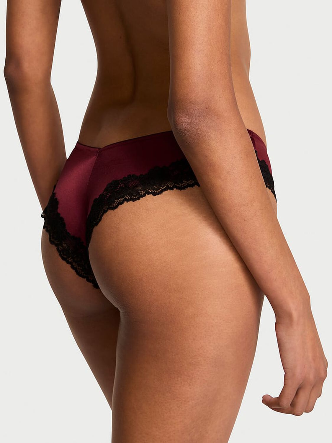 vs Very Sexy Lace-Trim High-Leg Cheeky Panty Sangria Red 2 of 3 