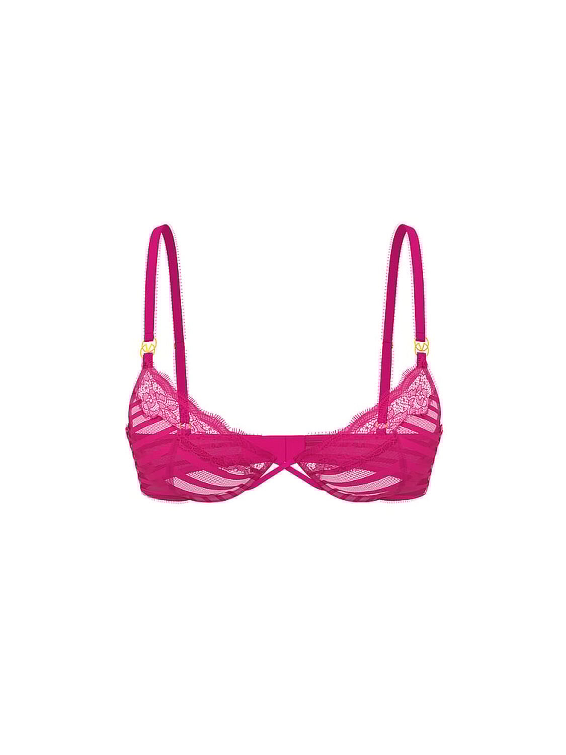 vs Victoria's Secret Tease Unlined Sheer Stripe Demi Bra Enchanted Pink 3 of 4 