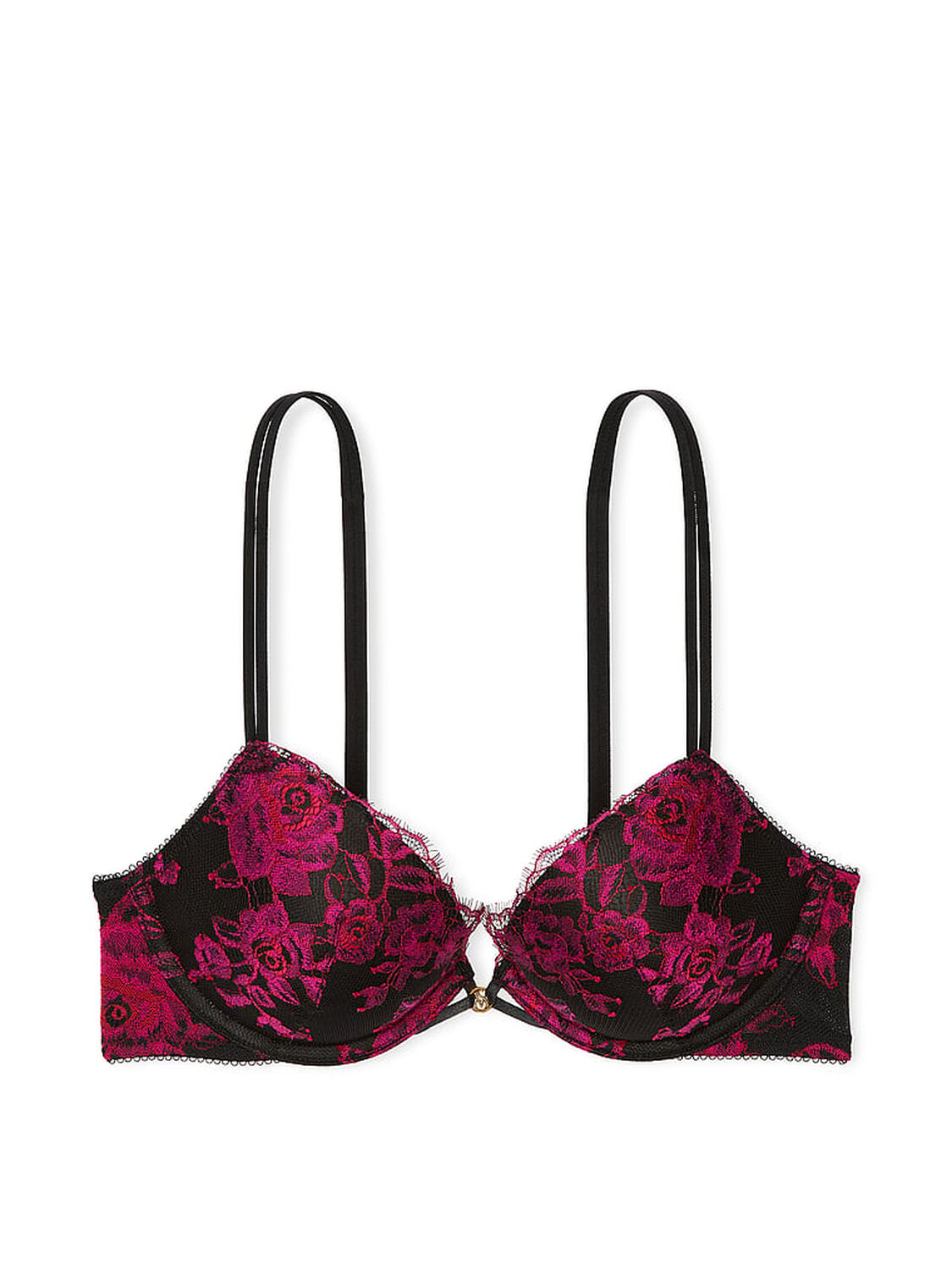 vs Very Sexy Rose Lace Push-Up Bra Black & Pink 3 of 4 