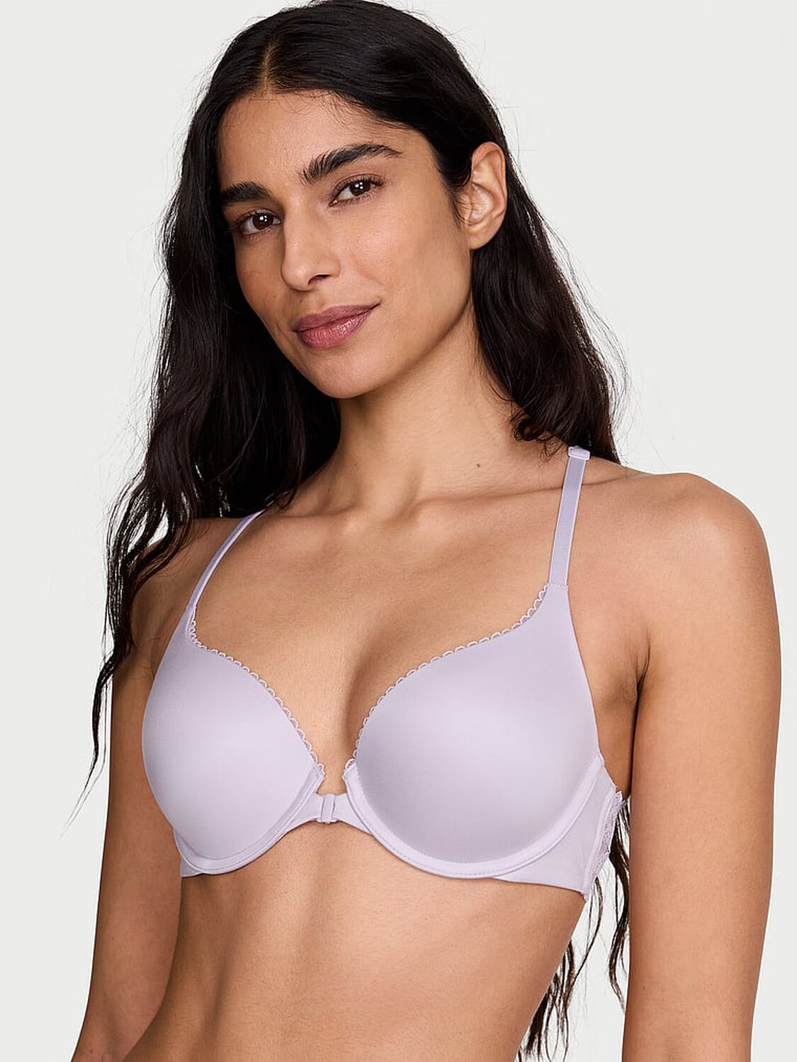 vs Body By Victoria Perfect Shape Lace Racerback Push-Up Bra Crystal Lilac 1 of 4 