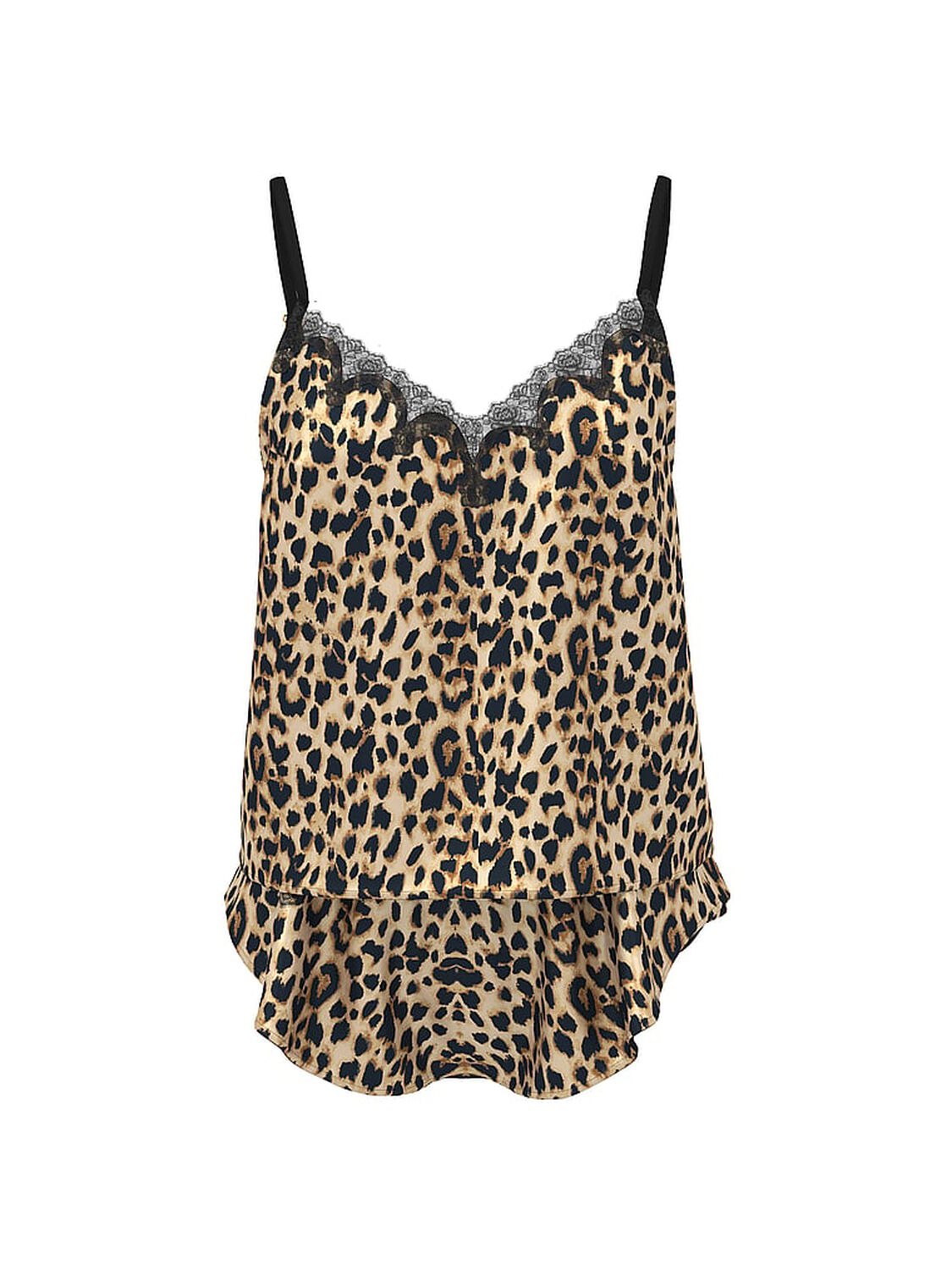 vs Very Sexy Satin Rose Lace-Trim Cami & Flutter Short Set Leopard 3 of 3 