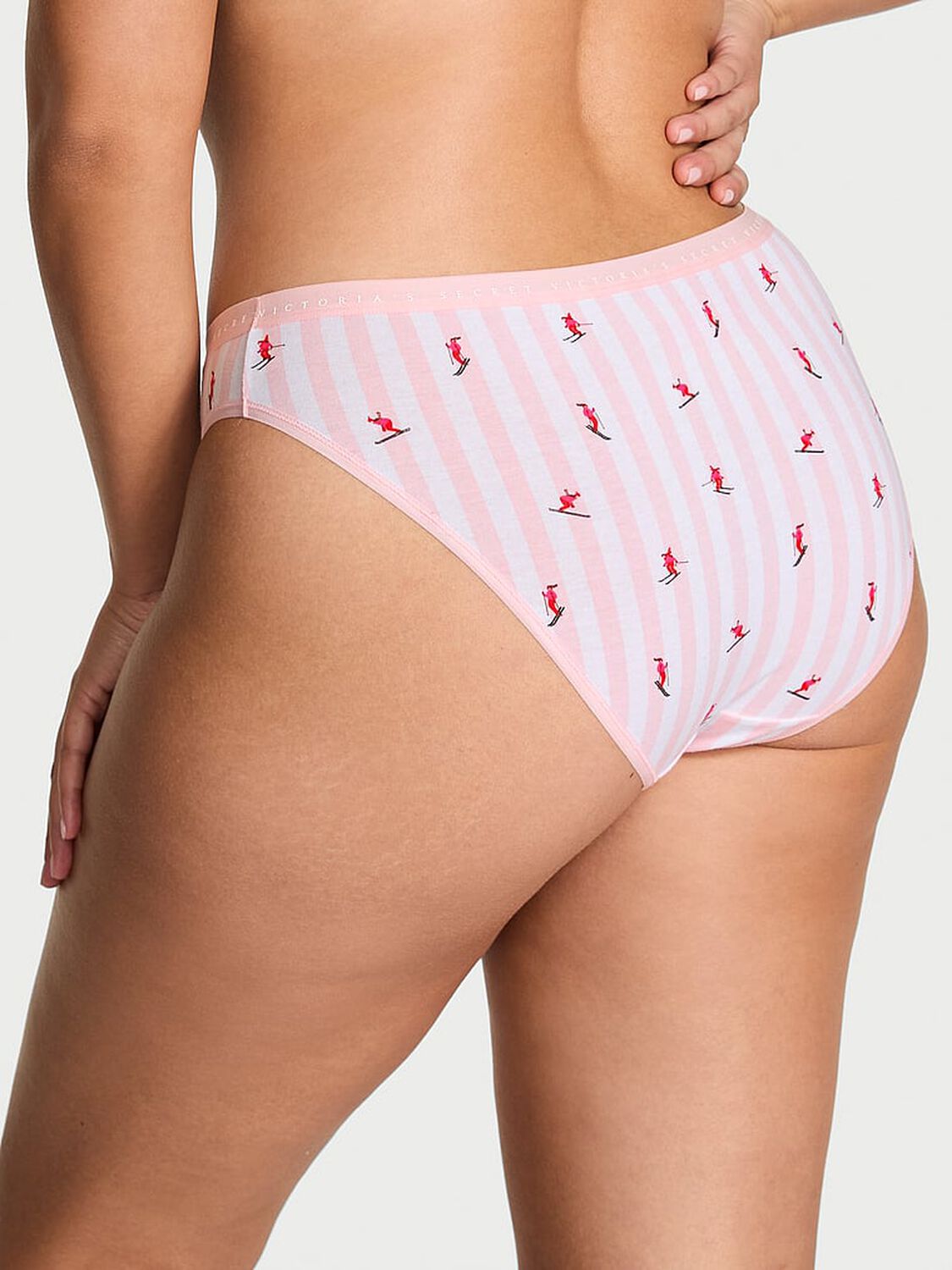 vs Victoria's Secret Stretch Cotton Bikini Panty Pink Skier Stripes 2 of 2 