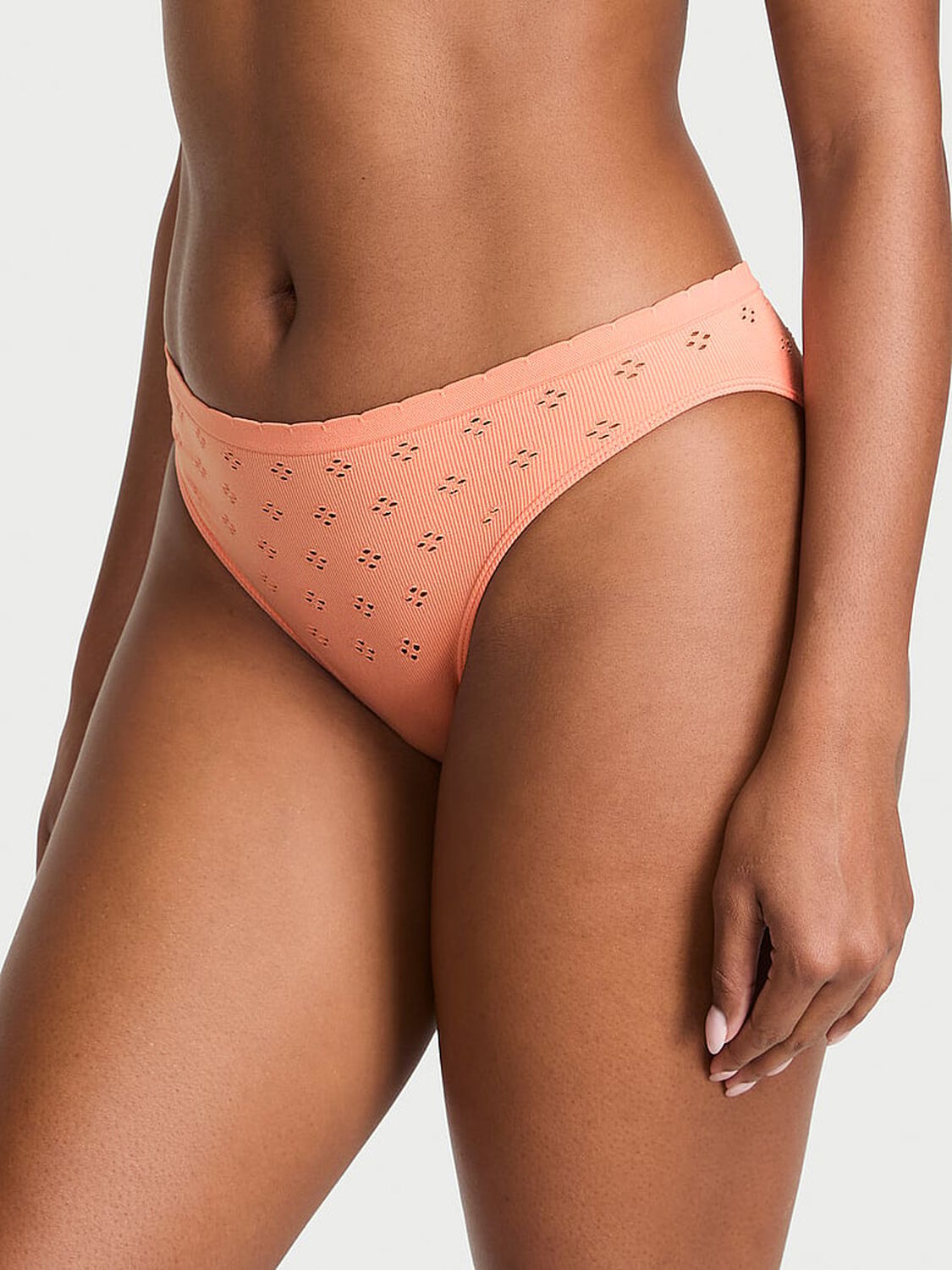 vs Seamless Seamless Eyelet Bikini Panty Peach Bellini 1 of 3 
