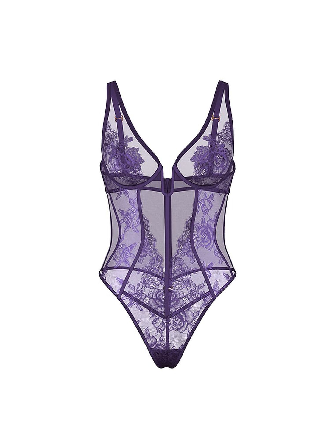 vs Very Sexy Rose Lace Plunge Teddy Valiant Purple 3 of 3 