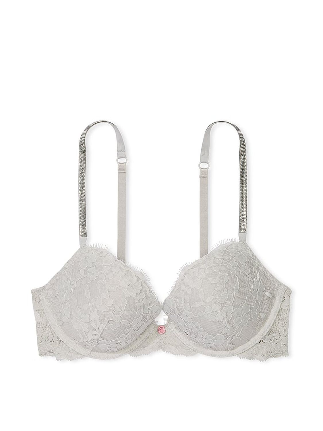 vs Dream Angels Twinkle Strap Lace Push-Up Bra Silver Pearl 3 of 4 