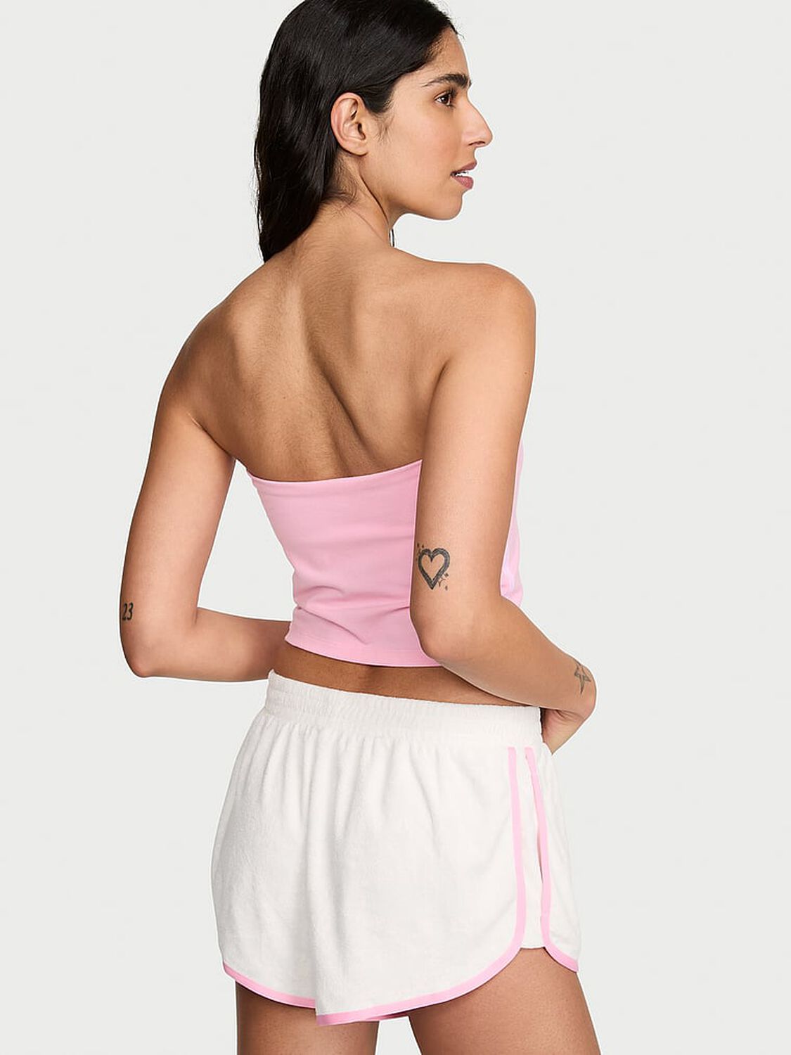 vs Angel Essentials Micro Terry Curved Hem Short Coconut White 2 of 3 