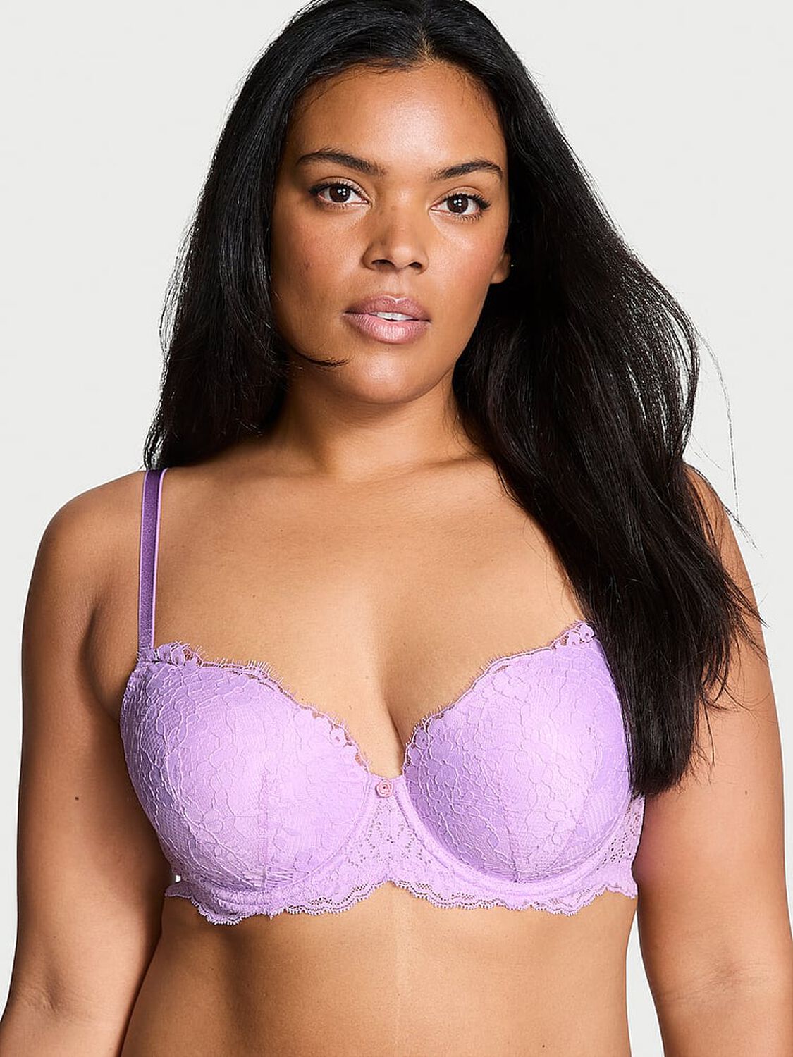 vs Dream Angels Lace Lightly Lined Classic Coverage Demi Bra Silky Lilac 1 of 4 