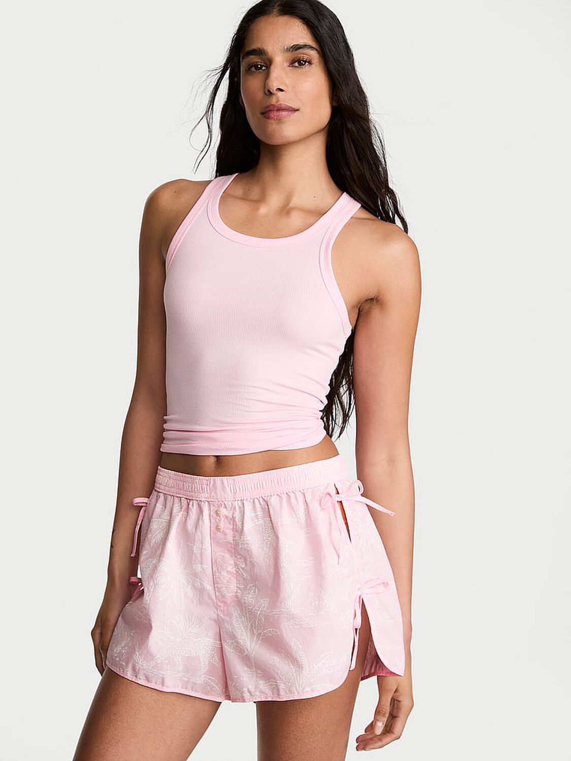 vs Victoria's Secret Mix & Match Sleep Heritage Cotton Pajama Shorts Pink Jungle Toile 1 of 3 