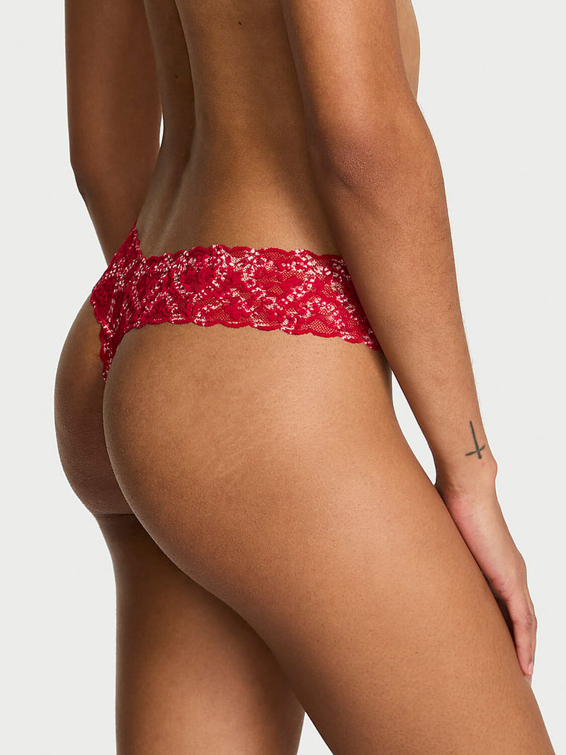 vs The Lacie Lace Thong Panty Varsity Red Heart Lace 2 of 3 