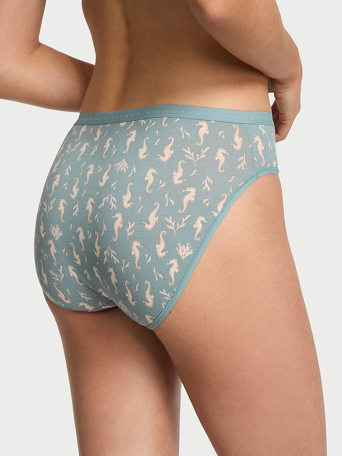 vs Victoria's Secret Stretch Cotton High-Leg Brief Panty Jupiter Blue Seahorses 2 of 3 