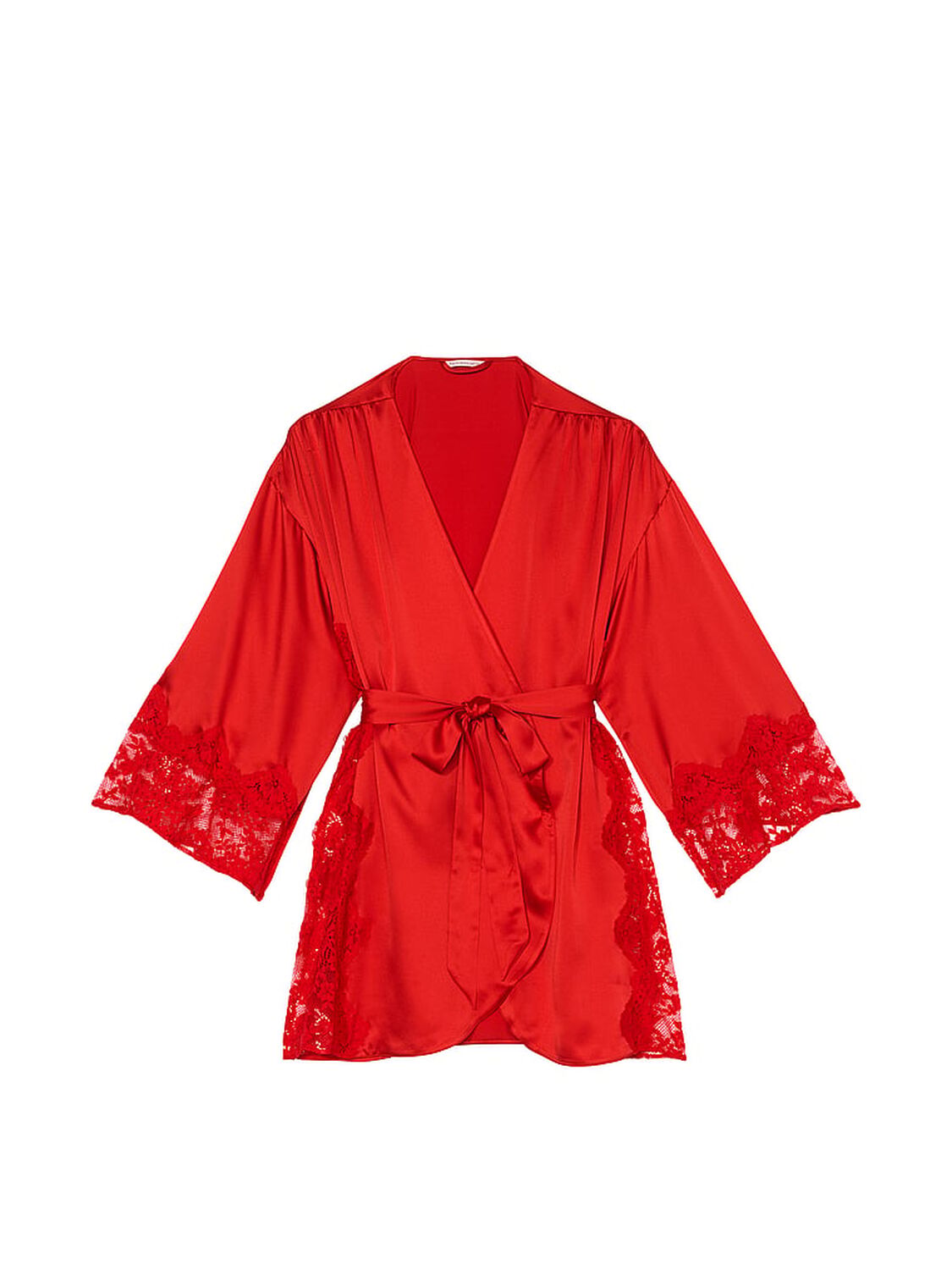 vs Victoria's Secret Victoria's Secret Dream Satin & Lace Trim Robe Bright Vermillion 3 of 4 